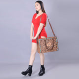 American Darling Briefcase Hand Tooled Genuine Leather Women Bag Western Handbag Purse