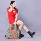 American Darling Briefcase Hand Tooled Genuine Leather Women Bag Western Handbag Purse