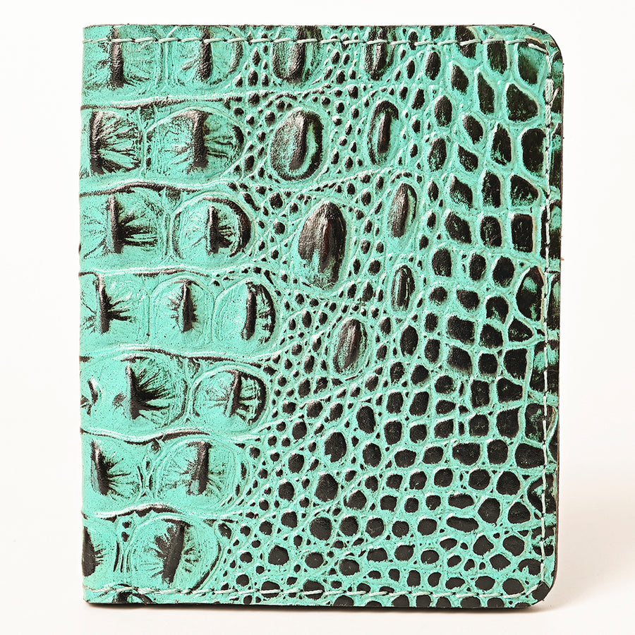 American Darling Western Wallet Bag for Women – Genuine Leather Crocodile Embossed Compact Design with Multiple Card Slots