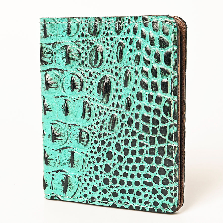American Darling Western Genuine Leather Crocodile Embossed Wallet Bag | Compact Women's Handmade Wallet - Uhorse