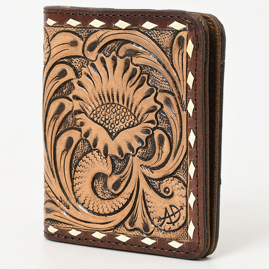 American Darling Hand-Tooled Western Leather Wallet Bag | Floral Carved Genuine Leather Women's Wallet - Uhorse