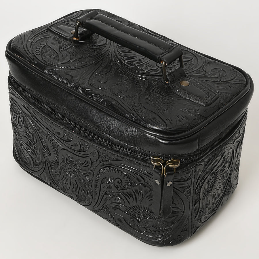 American Darling Hand Tooled Leather Jewelry Case | Western Travel Bag - Uhorse