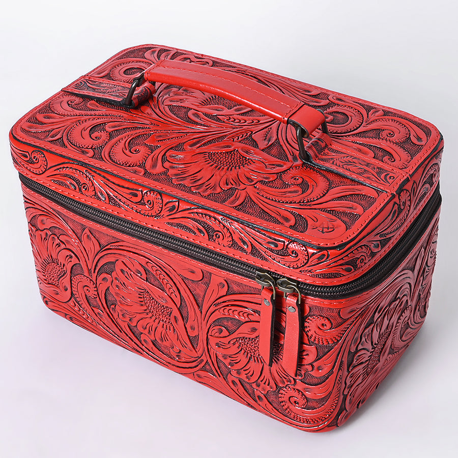 American Darling Hand Tooled Leather Jewelry Case | Western Travel Bag - Uhorse