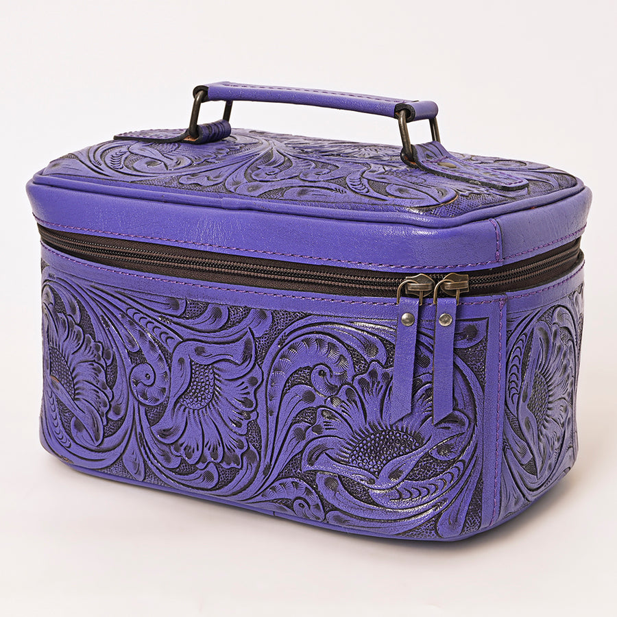 American Darling Hand Tooled Leather Jewelry Case | Western Travel Bag - Uhorse