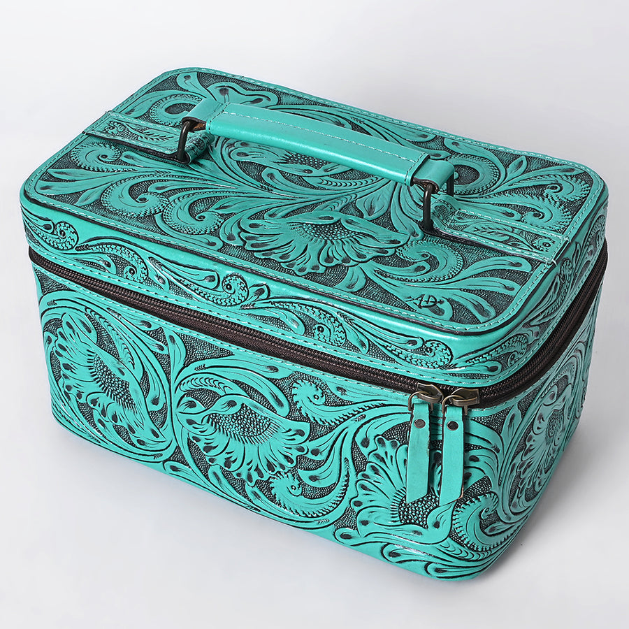 American Darling Hand Tooled Leather Jewelry Case | Western Travel Bag - Uhorse