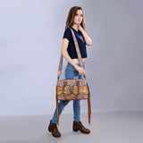 American Darling ADBG1258 Hand Tooled Hair-On Genuine Leather Women Bag Western Handbag Purse