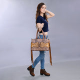 American Darling ADBG1258 Hand Tooled Hair-On Genuine Leather Women Bag Western Handbag Purse