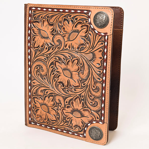 American Darling Hand-Tooled Genuine Leather Western Portfolio Bag - Floral Carved Document Case - Uhorse