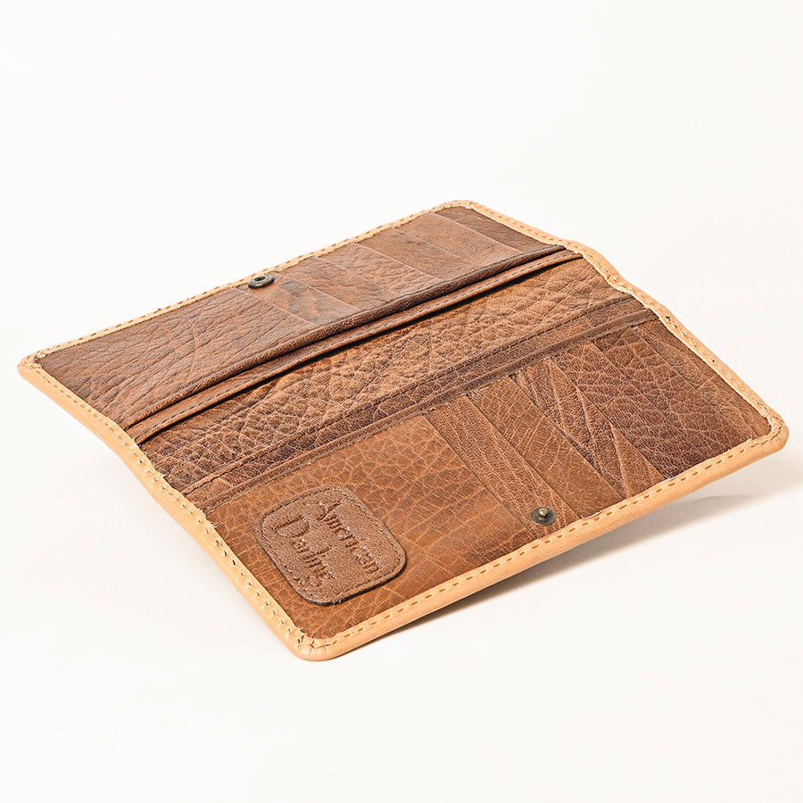 American Darling Hand-Tooled Genuine Leather Wallet Handbag – Floral Carved Western Women’s Wallet with Card Slots & Bill Compartments