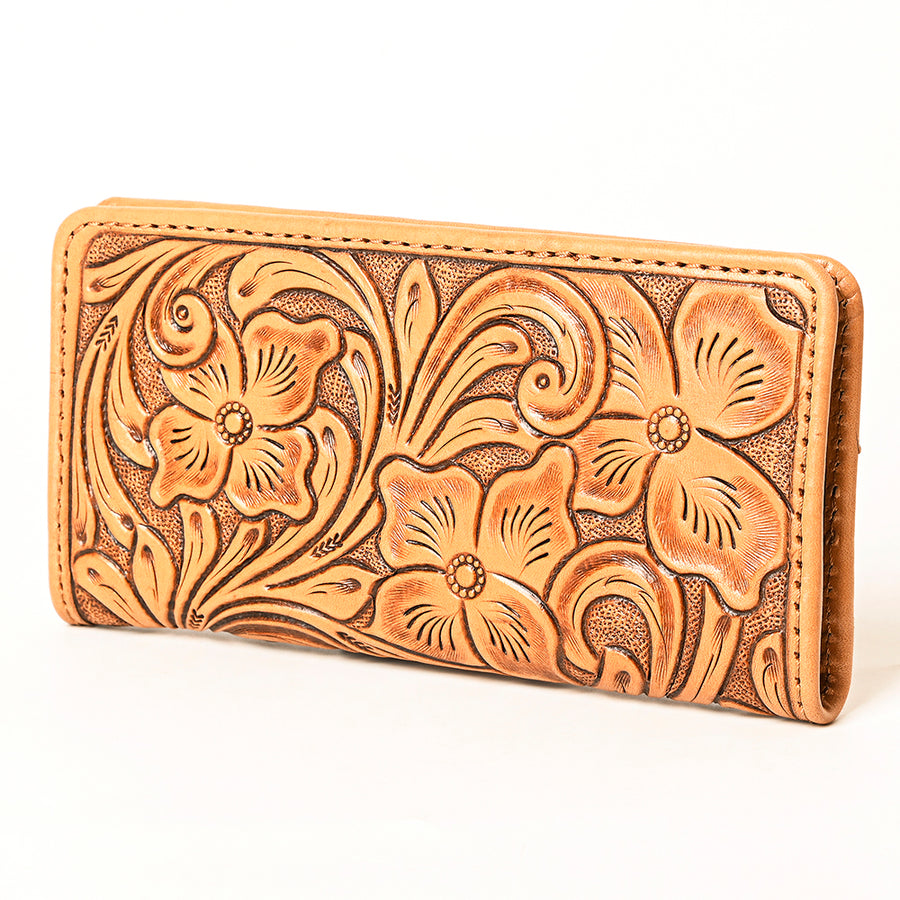 American Darling Hand-Tooled Genuine Leather Western Wallet Handbag - Floral Carved Women's Wallet - Uhorse