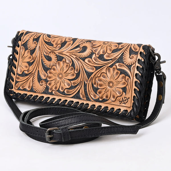American Darling Tooled Leather Crossbody Wallet | Braided Western Bag - Uhorse