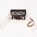 Western Leather Wallet Bag with Hair-On Cowhide Fringes Premium Genuine Leather Small Crossbody by American Darling