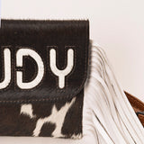 Western Leather Wallet Bag with Hair-On Cowhide Fringes Premium Genuine Leather Small Crossbody by American Darling