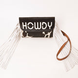 Western Leather Wallet Bag with Hair-On Cowhide Fringes Premium Genuine Leather Small Crossbody by American Darling