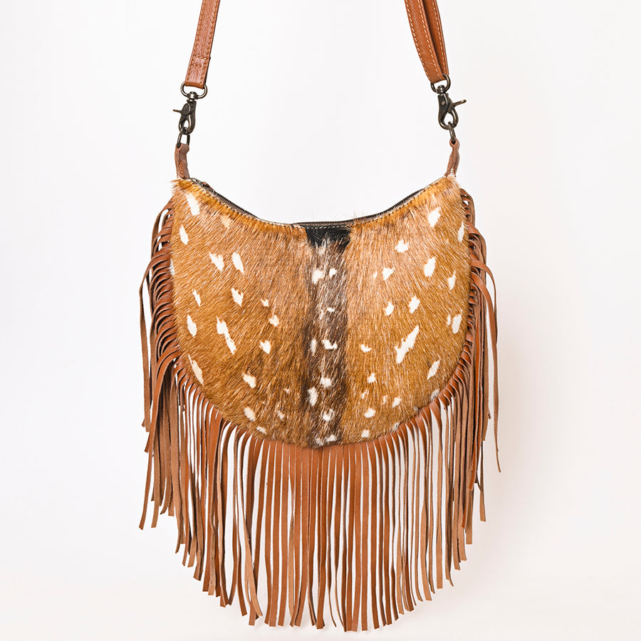 American Darling Western Crossbody Organizer Handcrafted from Hair-On Cowhide | Detachable Hand-Tooled Wallet & Multi-Slot Interior