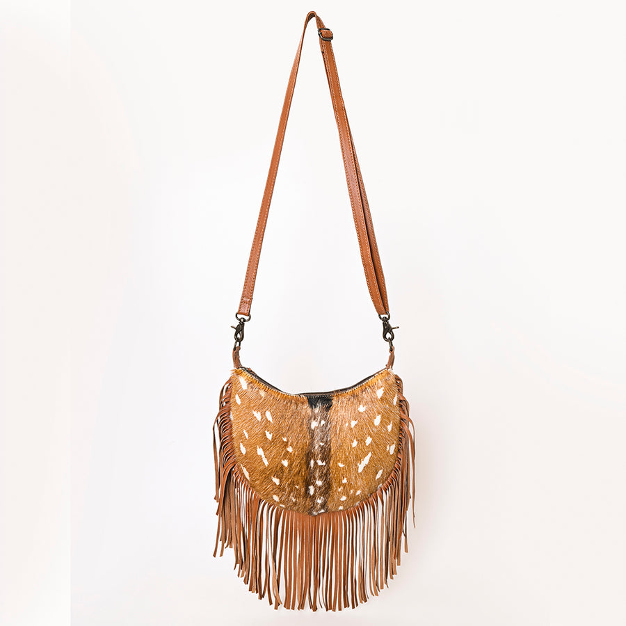American Darling Western Crossbody Organizer Handcrafted from Hair-On Cowhide | Detachable Hand-Tooled Wallet & Multi-Slot Interior