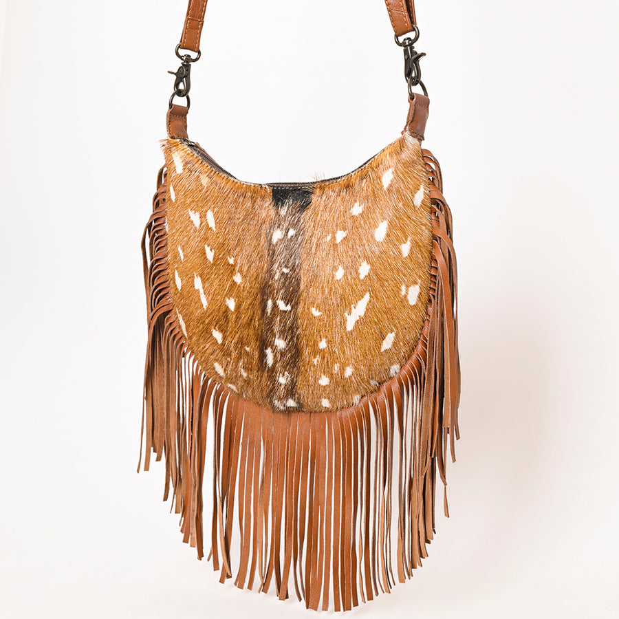 American Darling Western Hair-On Cowhide Fringe Hobo Bag - Genuine Leather Crossbody - Uhorse