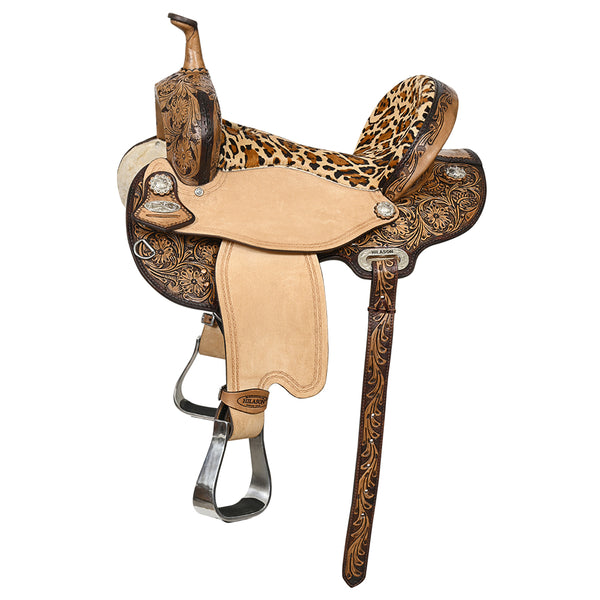 HILASON Western Horse Flex Tree Floral Trail Barrel Racing Genuine American Leather Saddle - Uhorse