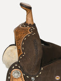 HILASON Western Horse Flex Tree Floral Trail Barrel Racing Genuine American Leather Saddle