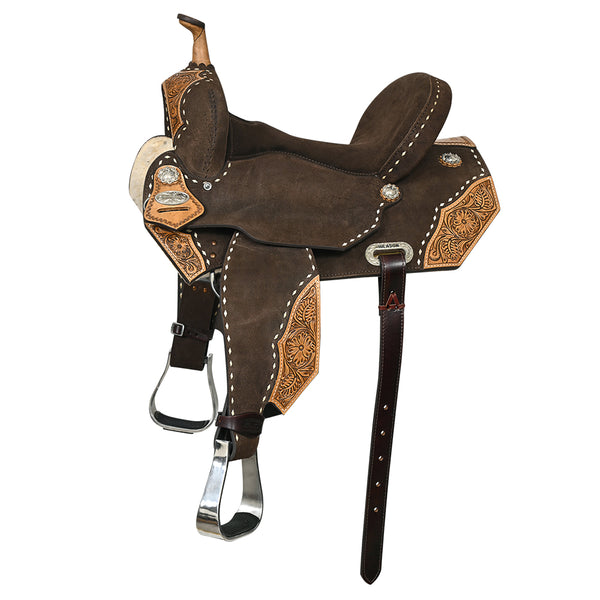 HILASON Western Horse Flex Tree Floral Trail Barrel Racing Genuine American Leather Saddle - Uhorse