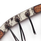 Hilason Horse Hand Carved American Hair On Leather Breast Collar Headstall Brown