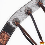 Hilason Horse Hand Carved American Hair On Leather Breast Collar Headstall Brown