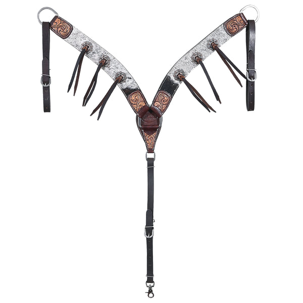 Hilason Horse Hand Carved American Hair On Leather Breast Collar Headstall Brown - Uhorse