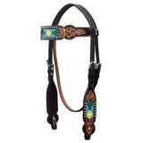 Hilason Horse Floral Hand Carved American Leather Breast Collar Headstall Beaded Brown