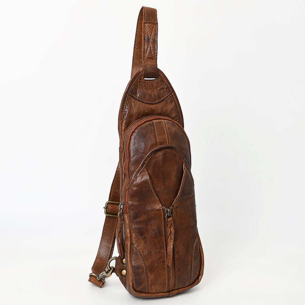 best leather sling backpack LRTO Genuine Bag for Men and Women Real Leather Shoulder Crossbody Bag Chest Bag Sling Purse (Blue) : Clothing, Shoes & Jewelry Room for iPad Mini and iPad 9.7 Best Brown Leather Men's Sling
