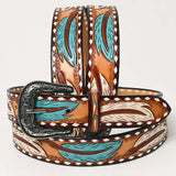 Beautifully Hand Tooled Hand Painted Genuine American Leather Belt Men and Women - Uhorse