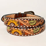 KBBTF102 OHLAY BEAUTIFULLY HAND TOOLED GENUINE AMERICAN LEATHER BELT MEN AND WOMEN