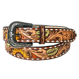 KBBTF102-M OHLAY BEAUTIFULLY HAND TOOLED GENUINE AMERICAN LEATHER BELT by Hilason – Cowboy and equestrian accessories
