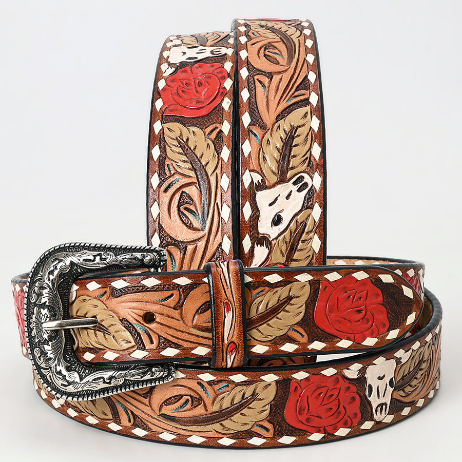 Beautifully Hand Tooled Genuine American Leather Belt Men and Women - Uhorse