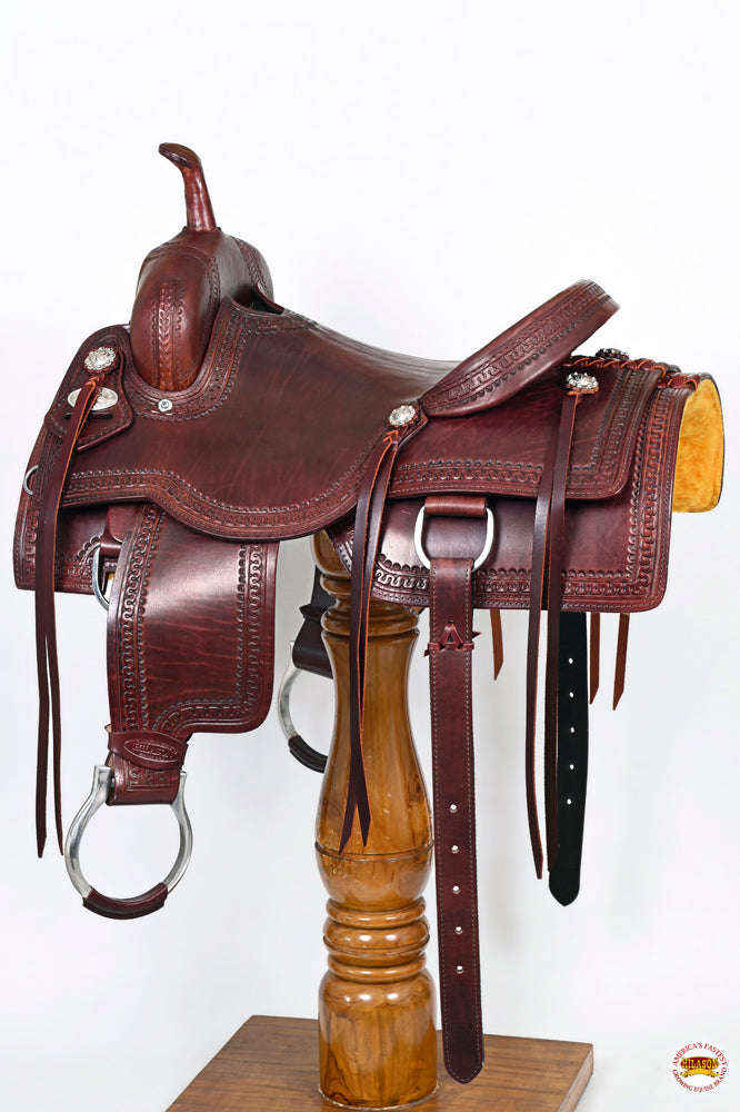 HILASON Western Horse Ranch Roping Saddle American Leather | Hand Tooled | Horse Saddle | Western Saddle | Ranch roping saddle | Horse Leather Saddle | Saddle For Horses
