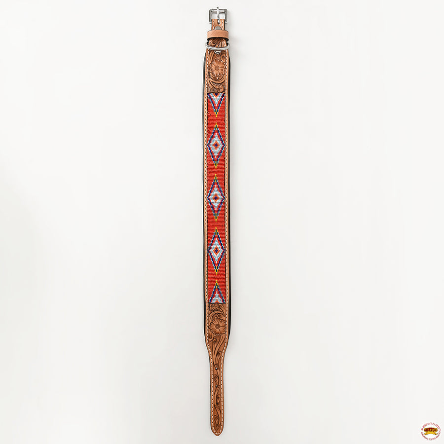 Hilason Western Style Heavy Duty Beaded American Leather Pet Dog Collar