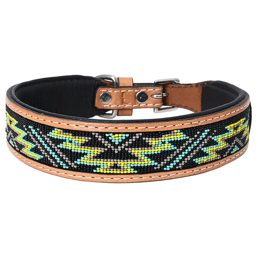 HILASON Western Style Beaded American Leather Pet Dog Collar Tan - Uhorse