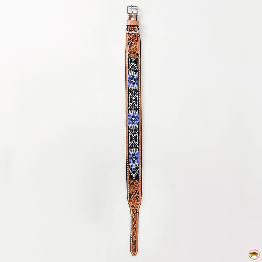 Hilason Western Style Heavy Duty Beaded American Leather Pet Dog Collar
