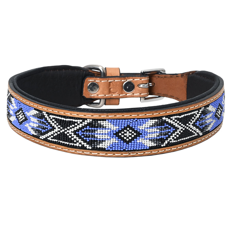 HILASON Western Style Beaded American Leather Pet Dog Collar Tan - Uhorse