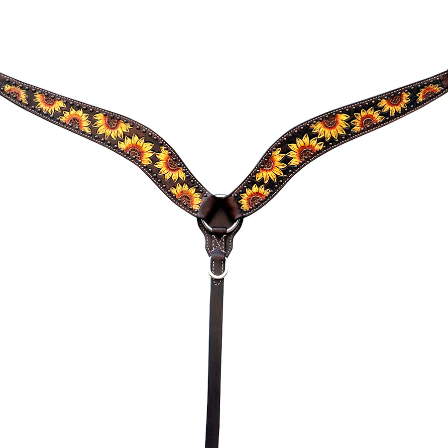 Floral Horse Western Leather Breast Collar & Headstall Comfytack by Hilason