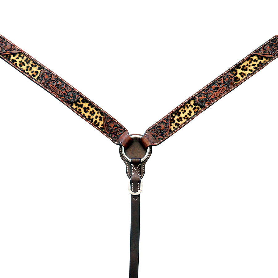 Comfytack Horse Floral Hand Carved Genuine Leather Breast Collar Headstall