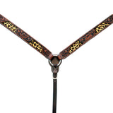 Comfytack Horse Floral Hand Carved Genuine Leather Breast Collar Headstall
