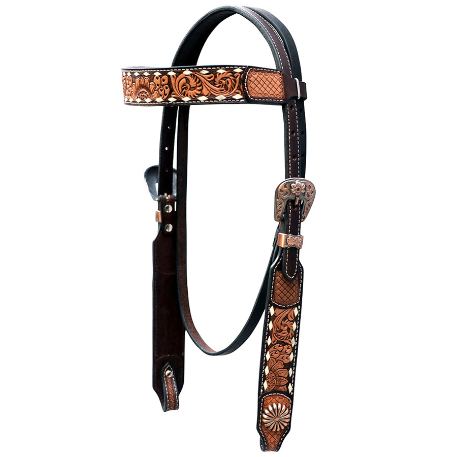 Floral Horse Western Leather Breast Collar & Headstall Comfytack by Hilason