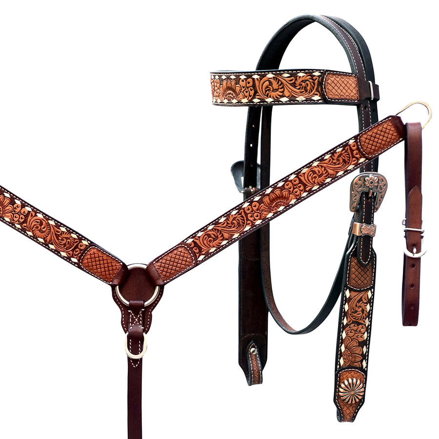 Comfytack H. Floral Hand Carved Genuine Leather Breast Collar by Hilason – Cowboy and equestrian accessories