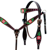 Comfytack Floral Horse Western Leather Breast Collar & Headstall