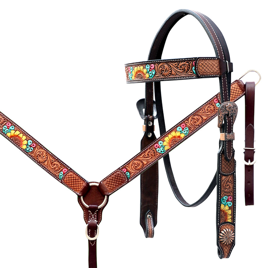Comfytack H. Floral Hand Painted Genuine Leather Breast Collar by Hilason – Cowboy and equestrian accessories