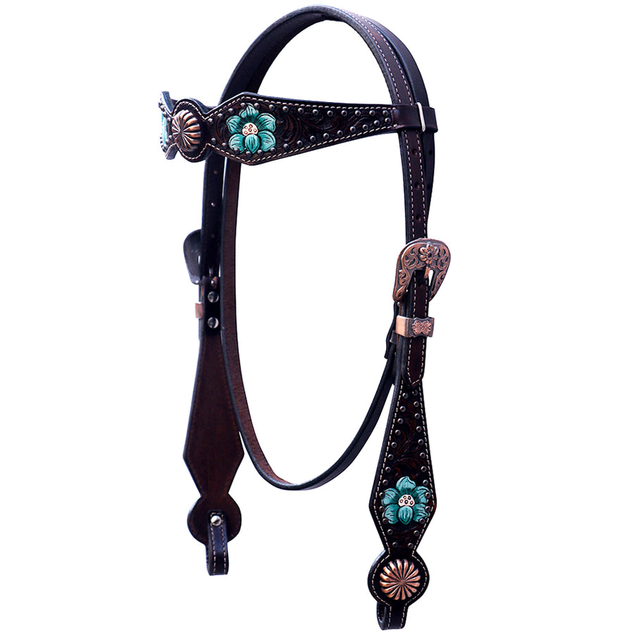 Floral Horse Western Leather Breast Collar & Headstall Comfytack by Hilason