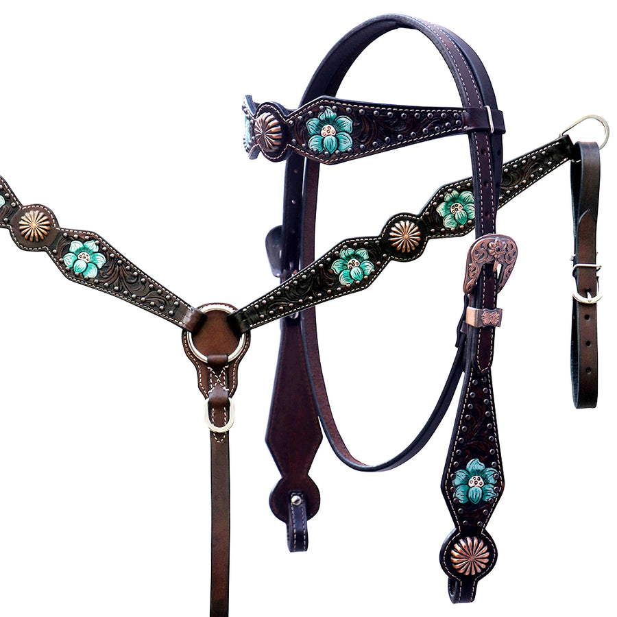 Comfytack H. Floral Hand Painted Genuine Leather Breast Collar by Hilason – Cowboy and equestrian accessories