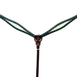 COMFYTACK Western Horse Buck Stitch Headstall Breast Collar Genuine Leather Dark Brown