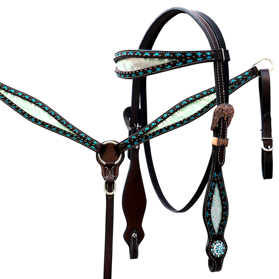 COMFYTACK W. H. Buck Stitch Headstall Breast Collar Genuine Leather by Hilason – Cowboy and equestrian accessories