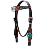 Comfytack Western Floral Horse Genuine Leather Breast Collar Headstall
